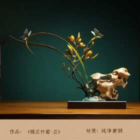 Colorful Copper Orchid Decoration Chinese Living Room Elegant Room Plum Blossoms Orchids Bamboo and Chrysanthemum Ornament 4