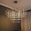 2021 New Postmodern Designer All Over The Sky Star Firefly Chandelier Living Room Duplex Villa Exhibition Hall Cube Light 1