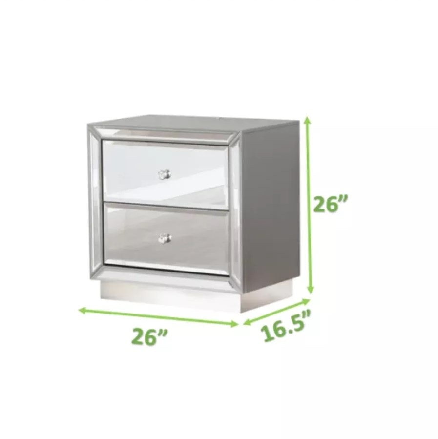 Mirrored Bedroom Furniture 5 PCS Bedroom Set Include Queen Bed Frame 2 Nightstand Dresser and Mirror Luxury Furniture 6