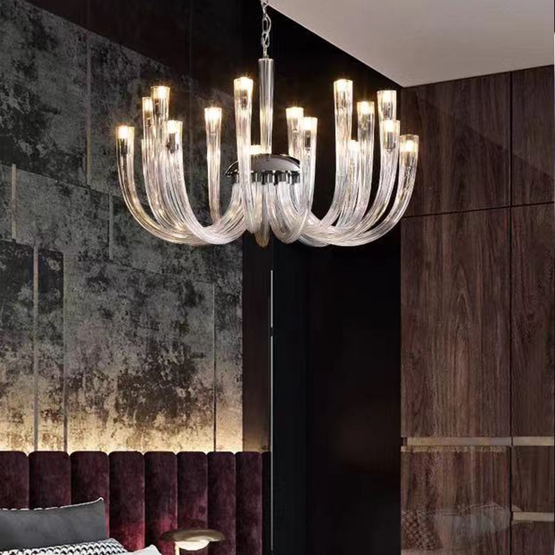 Post-Modern Simple Living Room U Shaped Glass Chandelier Italian Designer Light Luxury Bedroom Personality Art Lamp ZR58D68 1