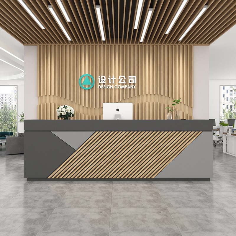 Simple Modern Company Reception Desks Clothing Store Small Bar Table Beauty Salon Cashier Counter Homestay Hotel Reception Table 4