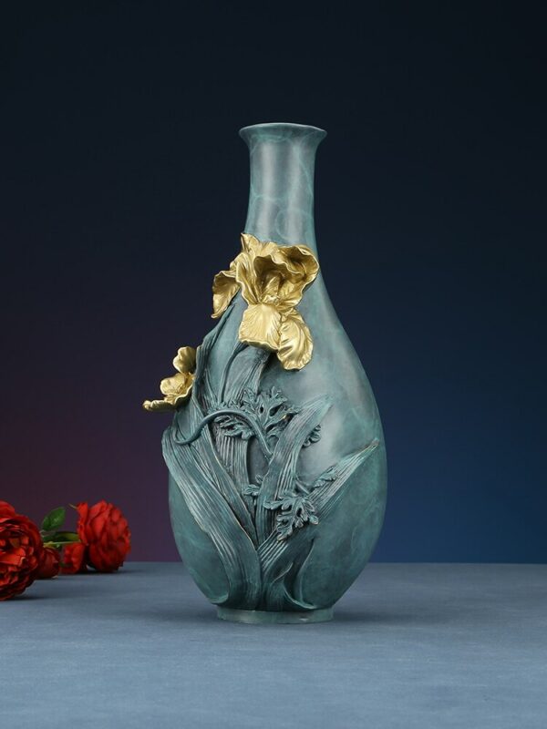 Colorful Copper Cymbidium Faberi Vase Home Decoration Dried Flower Vase Living Room Office Window Crafts Ornaments 2