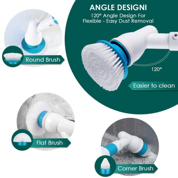 Electric Spin Scrubber 360 Cordless Shower Floor Scrubber Multi-Purpose Power Surface Cleaner with 3 Replaceable Scrubber Brush 3