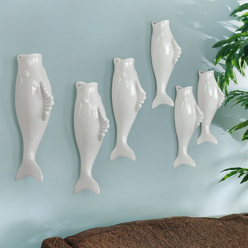 Bedroom Vase Three-dimensional Fish Simple Modern Creative Wall Wall Decoration Wall Hanging Living Room Office Wall Decoration 3