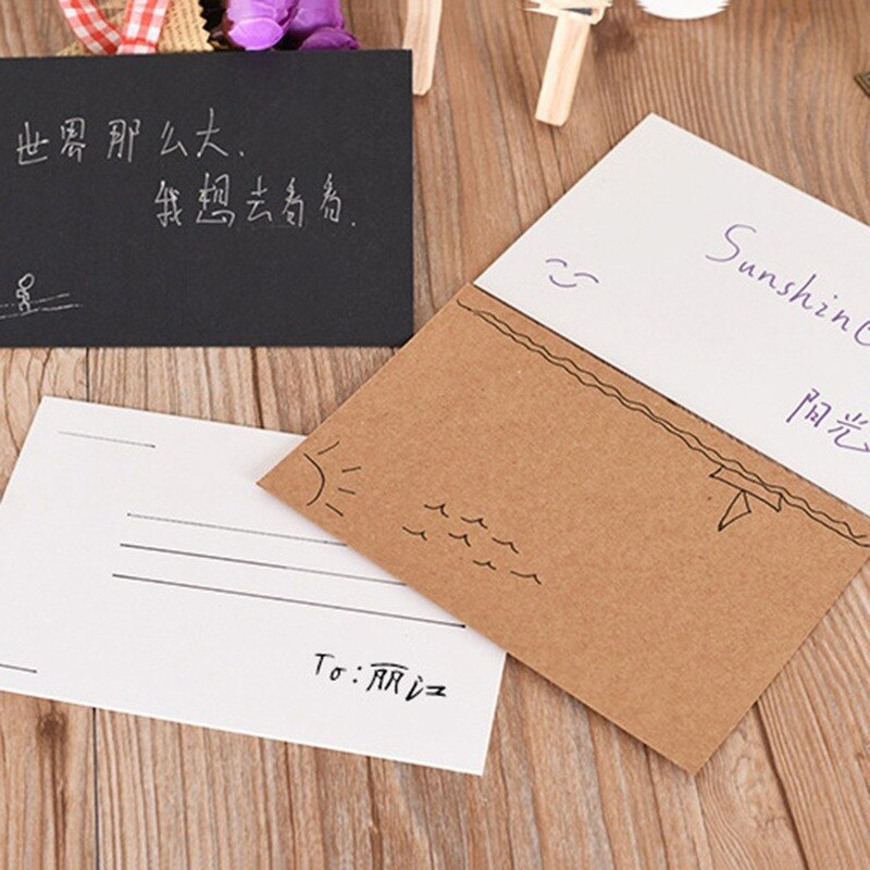 20pcs/pack White Black Kraft Blank Paper Memo Pad Message Gift Card for School Office Supplies Stationery Kraft Paper 3