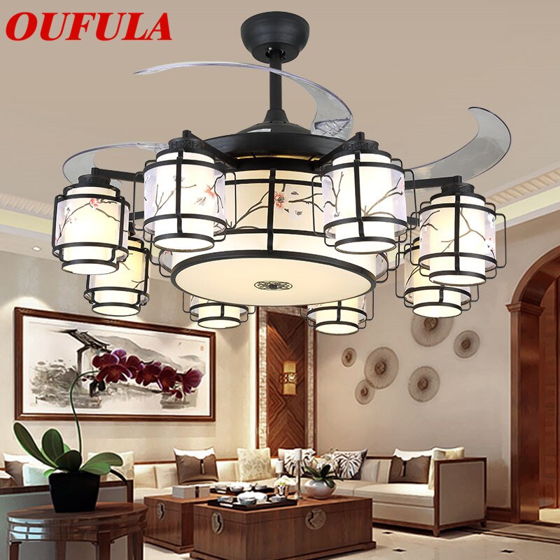 OUTELA Modern Ceiling Fan Lights With Remote Control Invisible Fan Blade Decorative For Home Living Room Bedroom 1