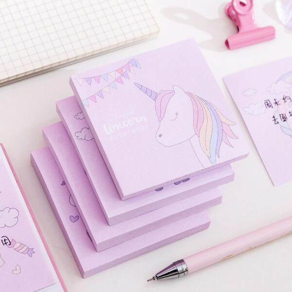 10 Pcs Note Book+4 pcs gel ink pens Girl Heart Unicorn Sticky Notes 3x3 Inches Self-Stick Pads, Easy To Post for Home Office 4