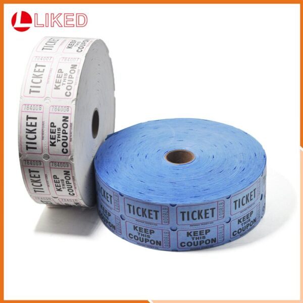 Custom Reel Serial Number Double Row Running Code Raffle Ticket Party ExChange Coupon Blue and White 2000 Pieces Per Roll 4