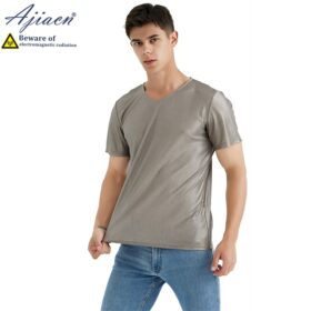 Genuine electromagnetic radiation protective knitted 100% silver fiber men's T-shirt 5g communication EMF shielding T-shirt 4