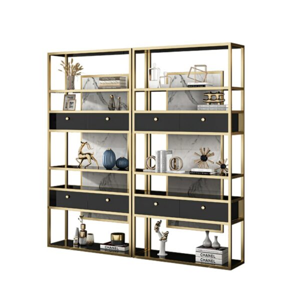 Light luxury stainless steel bookshelf floor, modern minimalist shelf display rack storage after partition, Italian bookcase 5