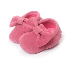 120pairs Bow Suede Baby Girl Shoe Leather Fashion Children Moccasins Solid Color First Walker Toddler Shoes Multi-Color 0-2years 1
