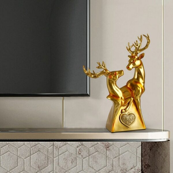 Nordic Golden Deer Resin Decoration Modern Creative Home Living Room Wine Cabinet Entrance Office Decoration 2