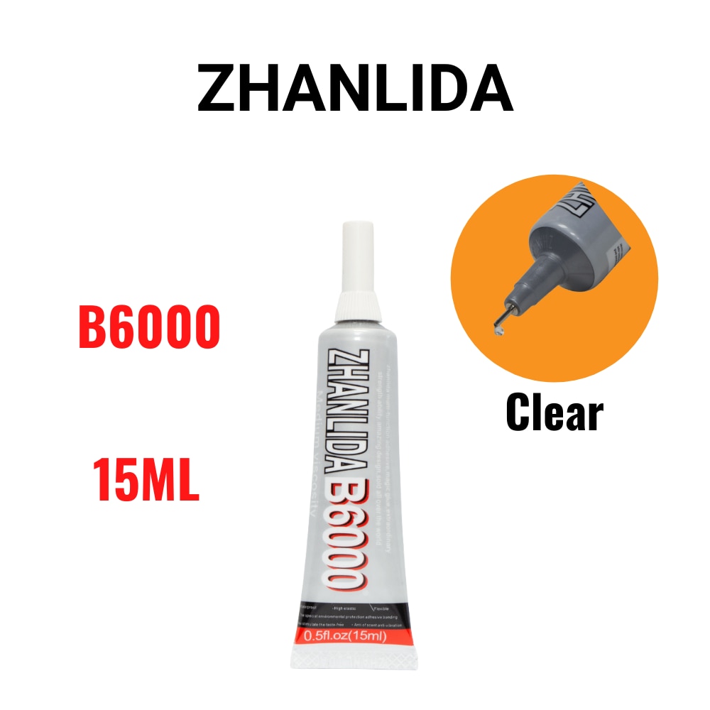 100PCS Zhanlida B6000 15ML Clear Contact Phone Repair Adhesive Multipurpose DIY Glue With Precision Applicator Tip 2