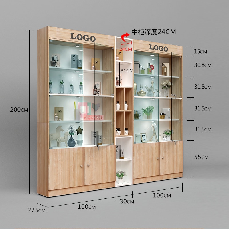 Customized Glass Cabinet with Lock Training Class Gift Display Cabinet Sample Showcase Jewelry Showcase Desk Bookshelf 3