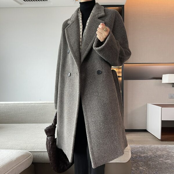 Distinguished [Velveteen Velvet] Coat for Women Alpaca Wool 2022winter New Thick Wool Coat Long Coat Women Wool & Blends 2