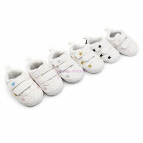 DHL 100pair Newborn Boys Girls Heart Star Pattern First Walkers Kids Toddlers PU Sneakers 0-18 Months First Walkers 2