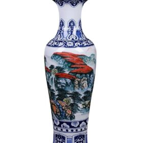 Hand Painted Floor Vase Large Size Fake Antique Blue and White Landscape Jingdezhen Ceramics Living Room House Hotel Decoration 1