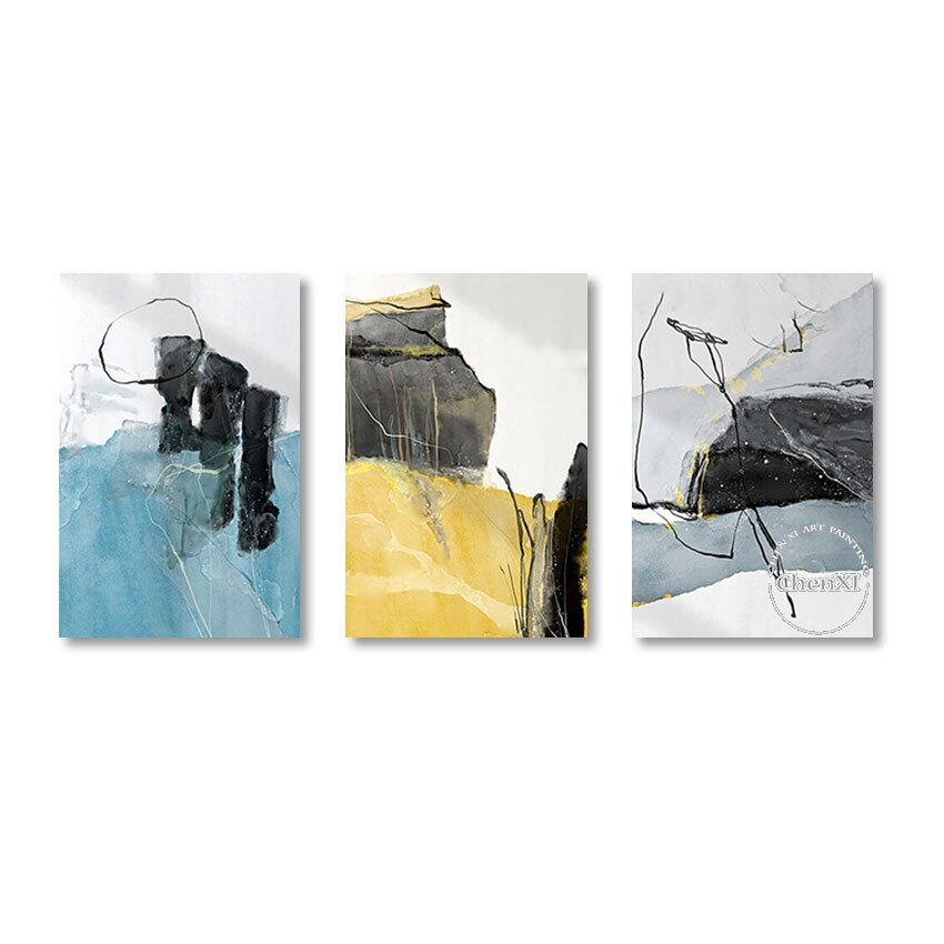 Free Shipping 3PCS Modern High Quality Abstract Oil Paintings On Canvas Large House Office Decoration Accessories Unframed 1