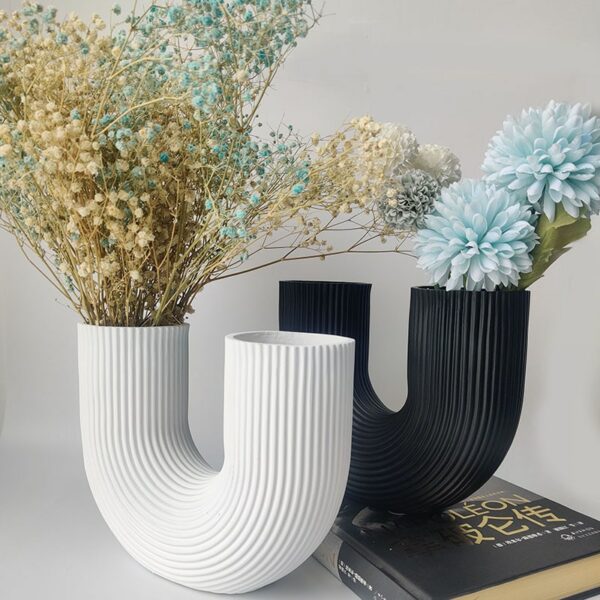 Nordic Resin U Shape Vase Modern Style Decor For Office Kitchen Desktop Indoor Dining Room Home Dried Flowers Vase Room Ornament 1
