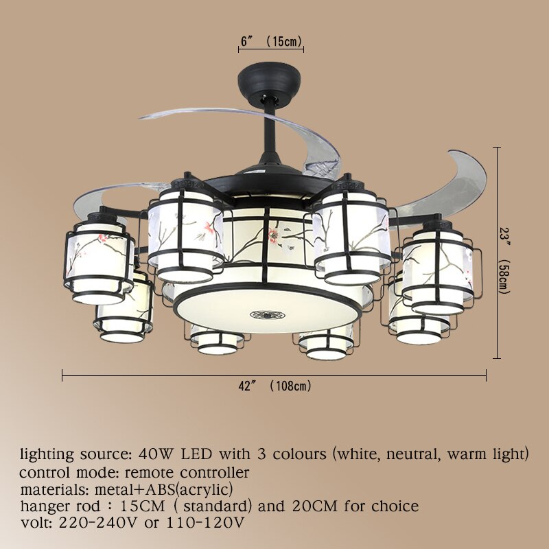 OUTELA Modern Ceiling Fan Lights With Remote Control Invisible Fan Blade Decorative For Home Living Room Bedroom 3