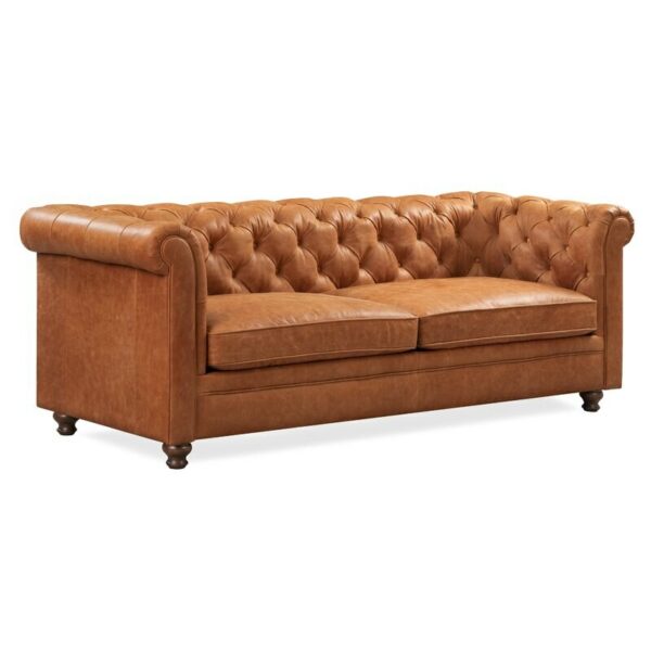 Modern Elegant Design Living Room Furniture Leather Rolled Arm Sofa 31.1"H x 87.4"W x 33.85"D 4