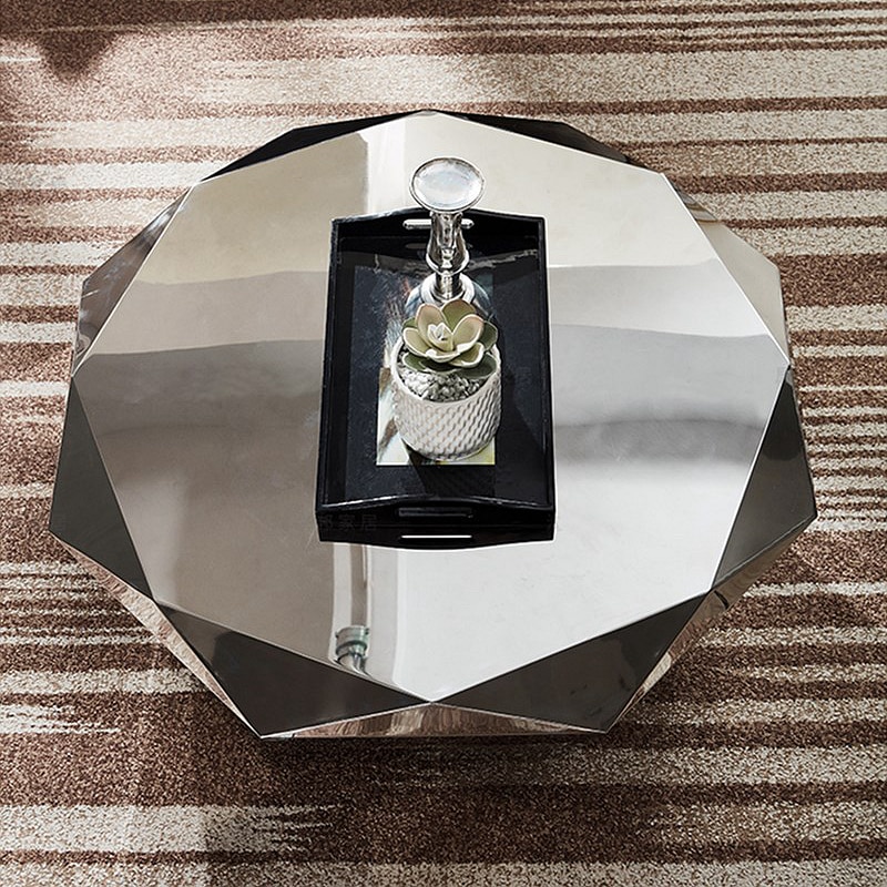 New Style Diamond Shape Coffee Table Personalized Creative Stainless Steel Coffee Table Postmodern Tea Table 3