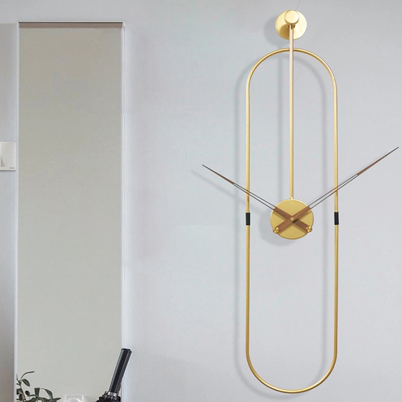 2022 New Arrivals Modern Art Wall Clock Home Living Room Decor Watch Clock Simple Oval Metal Wall Clock Mute Wall Clocks 4