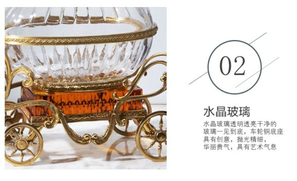 European-Style Transparent Crystal Glass Deer Carriage Candy Box Decoration High-End Luxury Living Room Entrance Fireplace 6