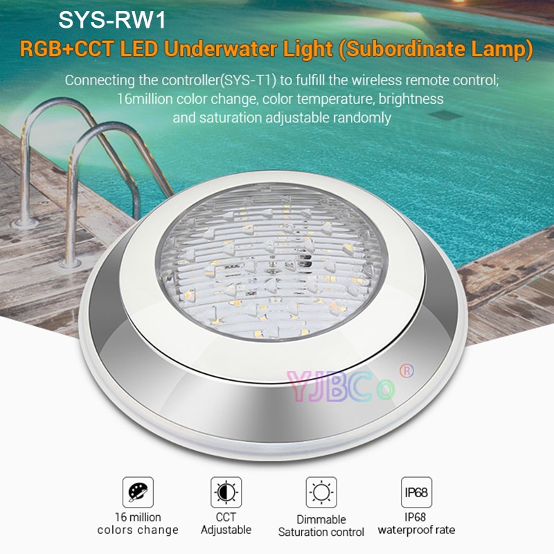 Miboxer 12W RGB+CCT LED Underwater Light IP68 Waterproof DC 24V SYS-RW1 Subordinate Lamp by SYS-T1 can wireless remote control 1