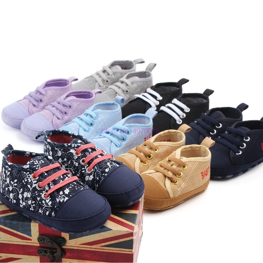 DHL 200pair Girl Boy Soft Cololrful Crib shoes Anti-slip Baby Canvas shoes Composite sole For Kids 1