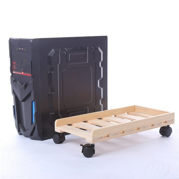 10PCS Mobile Adjustable Computer Tower Holder Wooden Computer CPU Stand Cart with Wheels Stand For PC Computer Cases 4