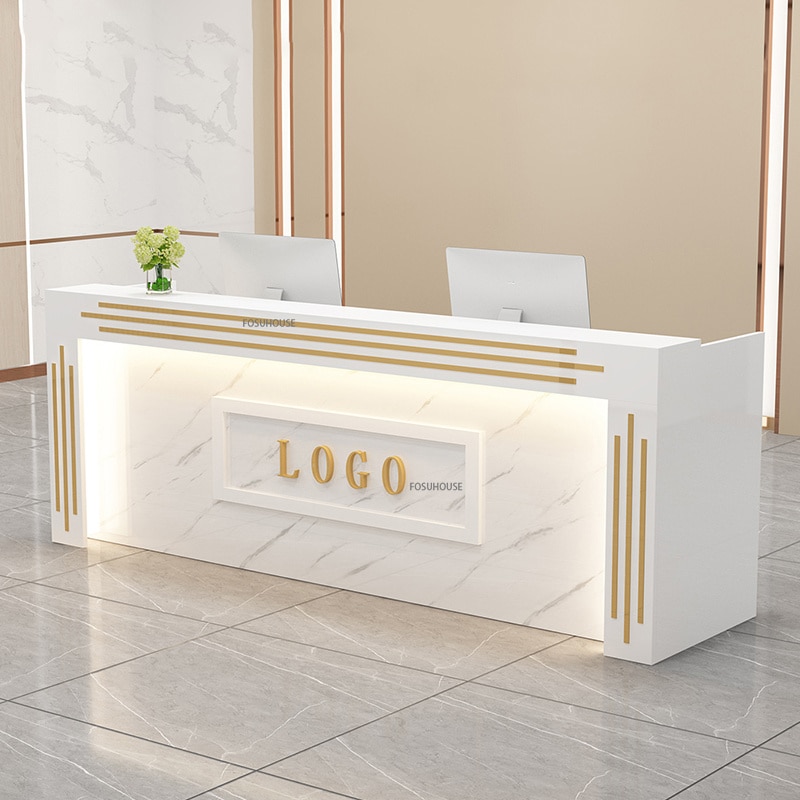 Light Luxury Company Front Desk Modern Reception Desk Multifunctional Furniture Beauty Salon Clothing Store Counter Cash Counter 1