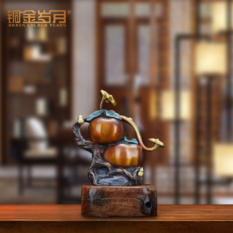 Brass Persimmon All the Best Crafts Decoration New Chinese Style Living Room TV Cabinet Home Ornament 4