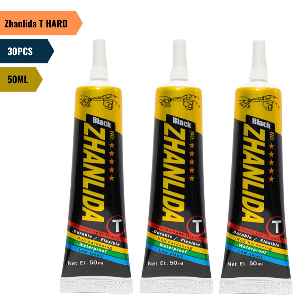 30PCS Zhanlida T Hard Setting 50ML Black Contact Adhesive Universal Repair Glue With Precision Applicator Tip 1