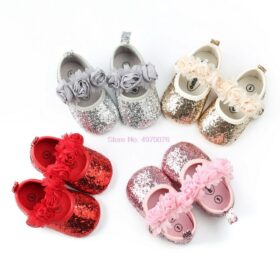 DHL 100pair Emmababy Baby Girl Shoes Infant Toddler Floral Bling Wedding Party First walkers 1