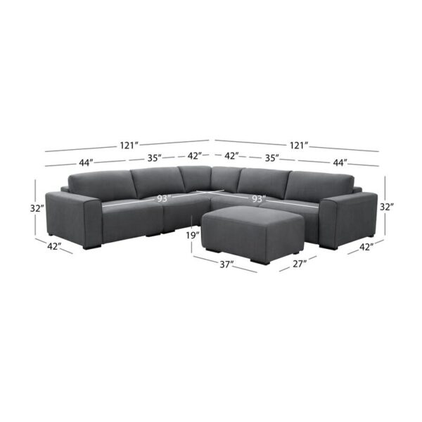 Living Room Home Office Furniture Set L Shape Linen Upholstery Fabric Sofa 32"H x 121"W x 121"D 6