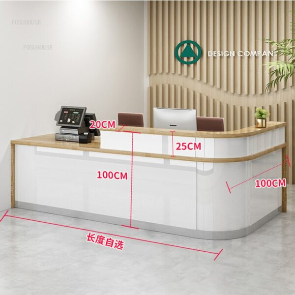 Nordic Company Reception Desks Modern Office Furniture Clothing Store Cashier Counter Corner Bar Counter Simple Commercial Table 5