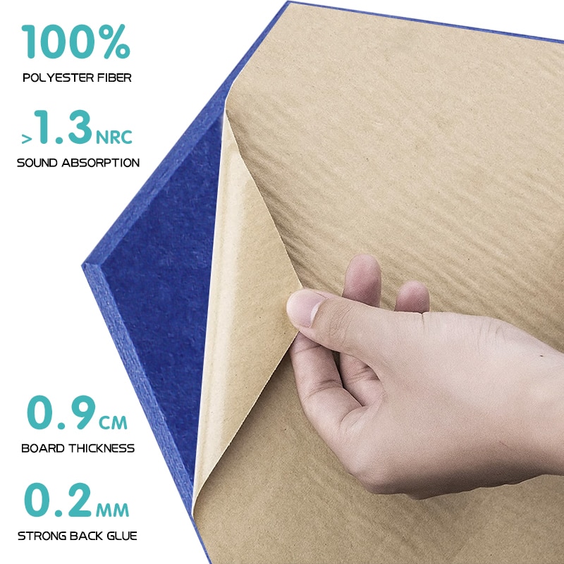 12Pcs Hexagon Self-adhesive Soundproofing Wall Panels Sound Proof Acoustic Panel Study Meeting Room Nursery Wall Decor Home Deco 4