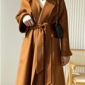 2022 winter water ripple cashmere coat women's bathrobe mid-length woolen coat labbro 100% double-sided cashmere coat women 1