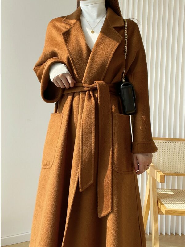 2022 winter water ripple cashmere coat women's bathrobe mid-length woolen coat labbro 100% double-sided cashmere coat women 1