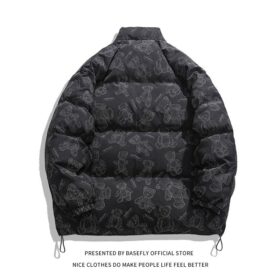 New Arrival Winter Collection Bear Print Men Puffer Coat Thick Warm Bomber Unisex Women Chic Jacket High Street Couple Parkas 2