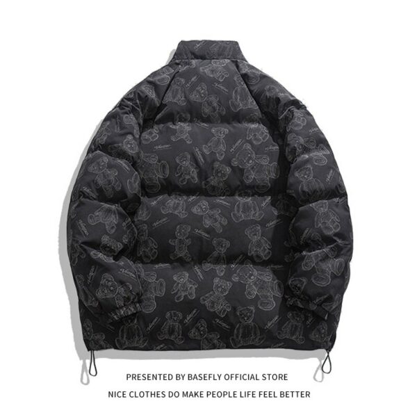 New Arrival Winter Collection Bear Print Men Puffer Coat Thick Warm Bomber Unisex Women Chic Jacket High Street Couple Parkas 2