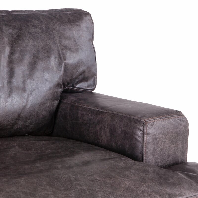 Modern retro distressed design 94" leather built-in armrest sofa 4