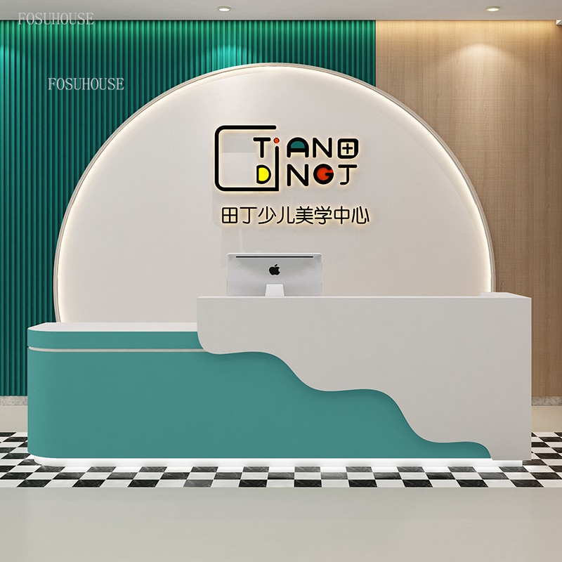 Simple Office Furniture Education Institutions Reception Desks Beauty Salon Bar Counter Early Learning Center Cashier Tables 2