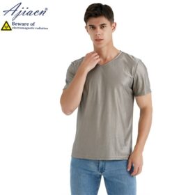Genuine electromagnetic radiation protective knitted 100% silver fiber men's T-shirt 5g communication EMF shielding T-shirt 5