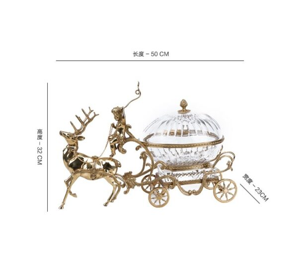 European-Style Transparent Crystal Glass Deer Carriage Candy Box Decoration High-End Luxury Living Room Entrance Fireplace 3