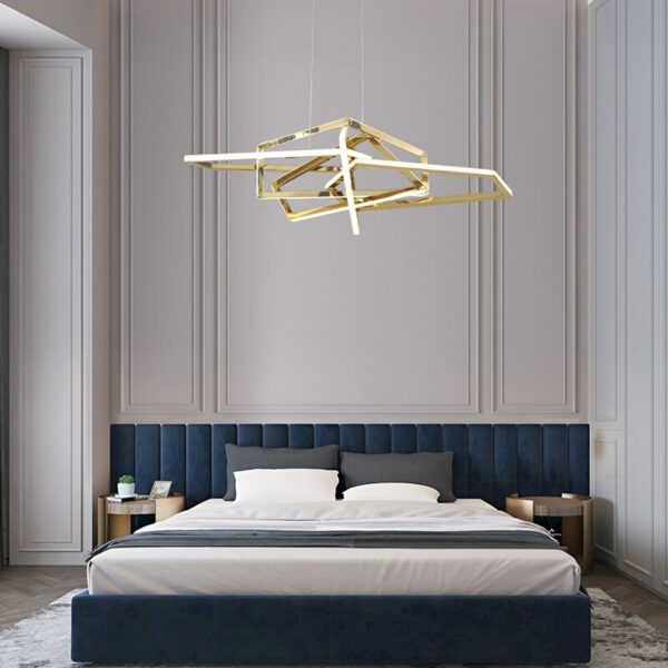 Stainless Steel Art Geometric Chandelier For Living Room Designer Postmodern Minimalist Creative Nordic Special-shaped Lamps 2