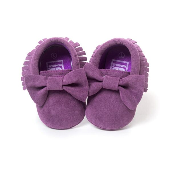 120pairs Bow Suede Baby Girl Shoe Leather Fashion Children Moccasins Solid Color First Walker Toddler Shoes Multi-Color 0-2years 3