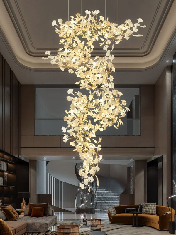 Modern Ceramics Leaves LED Chandeliers For Living Room Luxury Design Hanging Lamps Hotel Art Lobby House Decor Lighting Fixtures 3