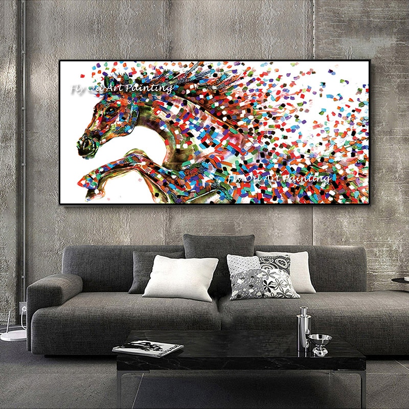The Animal Painting Art Hand-painted Abstract Oil Painting Canvas Wall Home Decor Wall Pictures For Office Hotel Running Horse 2
